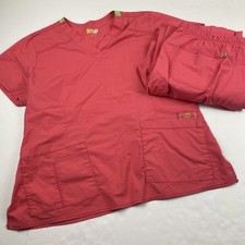 WonderWink Flex Scrub Set Women  s XL V-neck Top  XLT Cargo Pant Dark Pink