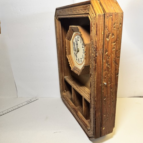 Vintage Wood Clock Shelf Medicine Cabinet Style Shelf w/ Door Wall Mantel Clock - Picture 8 of 9