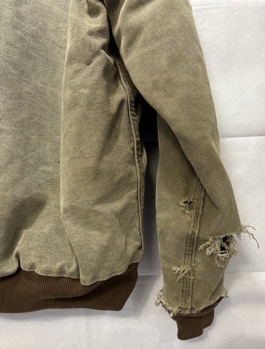 Vintage Carhartt J68 Hooded Jacket Duck Canvas Quilt Lined Y2K Brown RATTY WORN - Picture 18 of 22