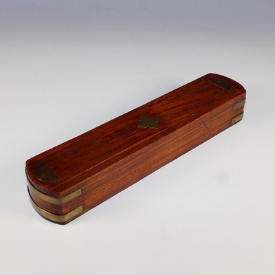 French Antique Wood and Brass Pen Pencil Box Multi Level