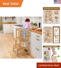 Natural Bamboo Toddler Kitchen Step Stool – Safe  for Ages 18+