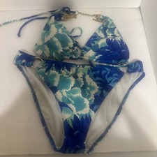 VTG Victoria's Secret Swim Bikini Y2K Sequin Blue Women LG
