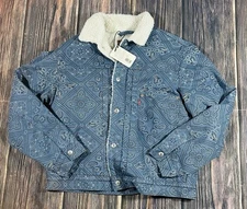 Levi's Type 1 Sherpa Trucker Charlie Bandana Vintage Indigo Jacket size Medium