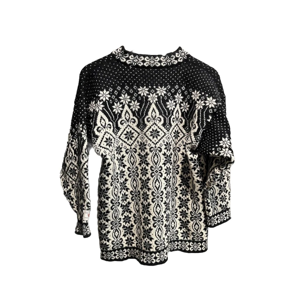 Dale of Norway Vtg Black White Geometric Print Button Up Sweater Jacket Size S - Image 2 of 4