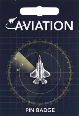 F35 Kampfjet Silber Zinn Anstecknadel Abzeichen (W)