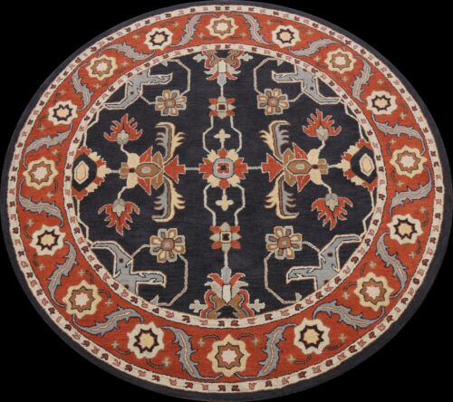 Oriental Floral Traditional Area Rug Wool Hand-Tufted 8x8 Round Carpet - Picture 1 of 12