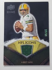 Brett Favre 2009 Upper Deck Icons 27/50 Green Jersey Relic NFL8 card Packers HOF