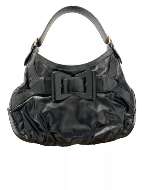 GUCCI Queen Bow Hobo Medium Shoulder Bag Dialux Fabric Purse Handbag - ALL BLACK | eBay