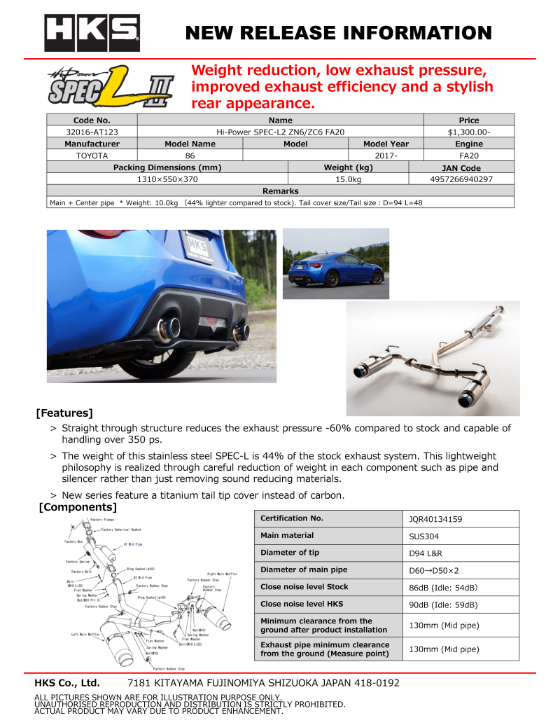 HKS Hi-Power SPEC-L2 for Subaru BRZ ZN6/ZC6 FA20 | eBay HKS Hi-Power SPEC-L2 for Subaru BRZ ZN6/ZC6 FA20 | eBay