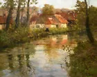 Beautiful Village Landscape Oil Painting Giclee Print Canvas
