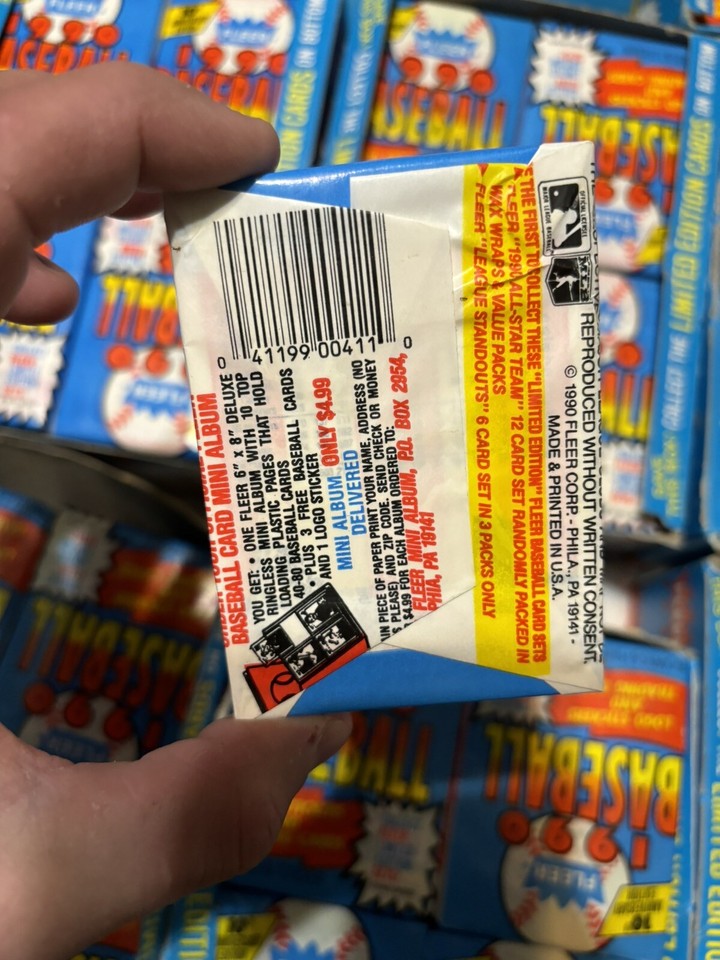 1990 Fleer Baseball Cards Wax Pack Box w/ Unopened Packs, 11+ Boxes eBay