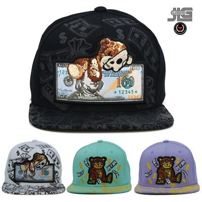 Rich Hustle New TL BearSnapback Hat Flat Bill Cotton Money Baseball Cap