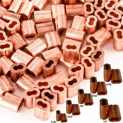 LILPARTS Crimp Sleeve Ferrules Copper Cable Wire Swage Double Barr Flag Pole Rope