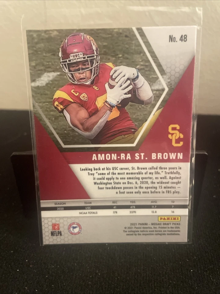 2021 Panini Mosaic Draft Picks - #48 Amon-Ra St. Brown (RC) - Image 2 of 2