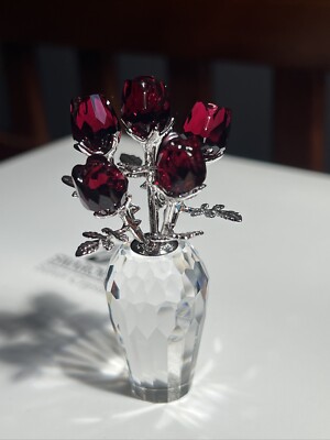 Swarovski Crystal Memories - Red Roses Rhodium 627098 New in