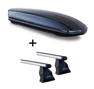 Dachbox VDPMAA460 460L + Alu Dachträger Menabo Tema für für für Seat 9-3 SW 02-1