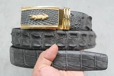 No Jointed - Gray Genuine CROC Leather SKIN MEN'S Belt - W 1.3"