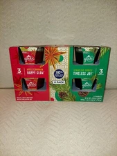 6 Pack Glade Candles Sparkling Spice Timeless Joy & Apple Cinnamon Happy Glow