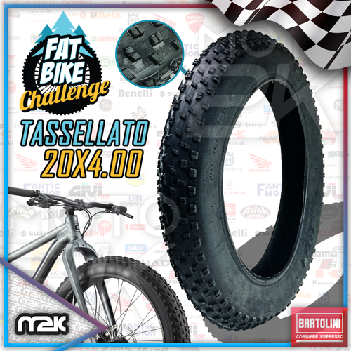 COPERTONE GOMMA TASSELLATA BICICLETTA FATBIKE RUOTA GROSSA 20X4.00  TACCHETTATA | eBay