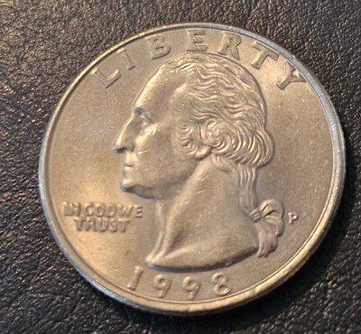 1998 Rare Quarter, P Mint Mark, Close AM, extra Clad On Right Wing