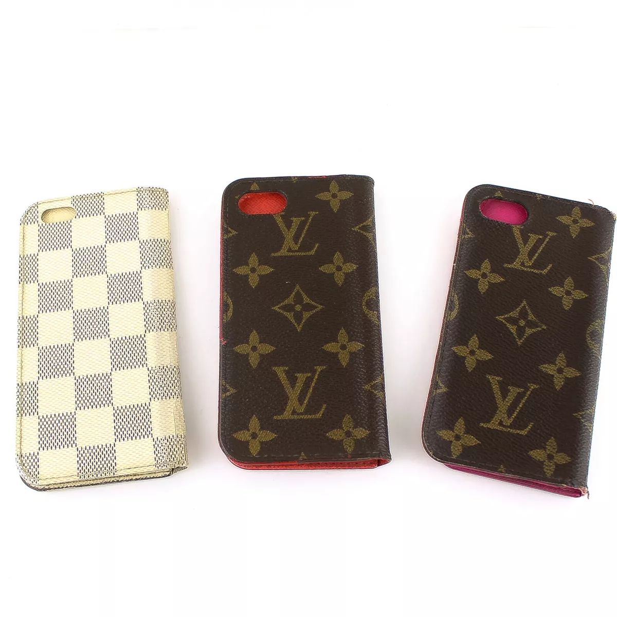 Auth LOUIS VUITTON IPHONE6 / 7 FOLIO Case Monogram Damier Azur 3 Pieces Set