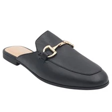 Alfani Women Garlend Slip On Horse Bit Mule Flats Size US 6.5M Black Leather