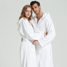 Heavyweight Men Women Cotton Bathrobe Hooded Towel Terry BATH Robe Gown Pajama