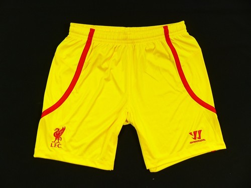 VINTAGE YELLOW FOOTBALL SHORTS LIVERPOOL LFC WARRIOR 2014/15 AWAY SIZE: LARGE - Picture 2 of 6