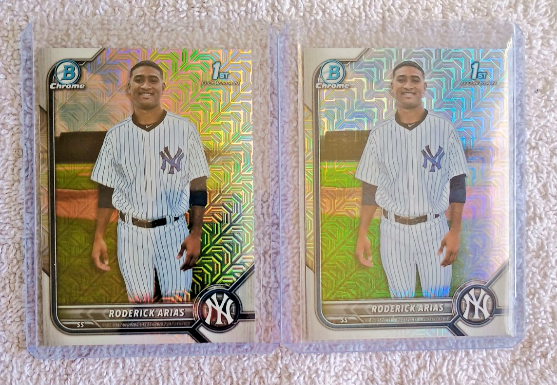 2 RODERICK ARIAS 2022 BOWMAN CHROME MEGA MOJO REFRACTOR RC LOT  BCP153 YANKEES 2