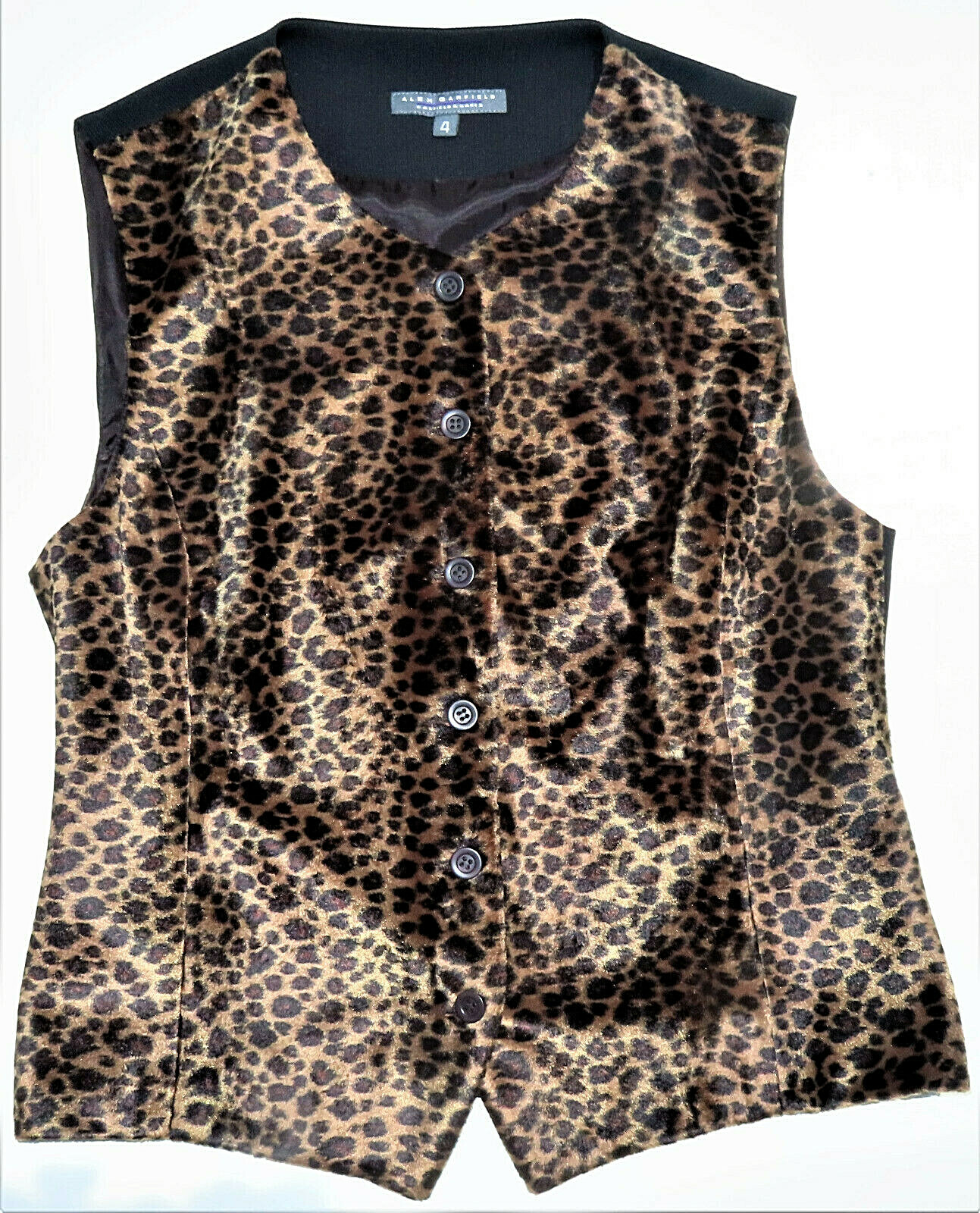 Chaleco Esmoquin Alex Garfield Mujer Vintage Chaleco Leopardo 6 Botones Talla 4