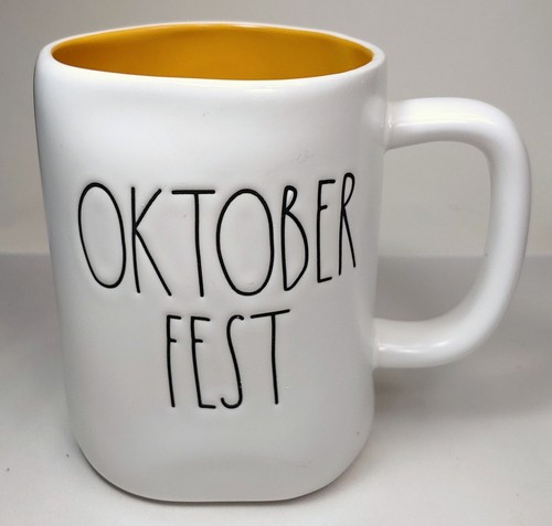 Rae Dunn: Oktober Fest - 24oz Coffee/Tea Mug - Autumn/Fall/October White/Orange
