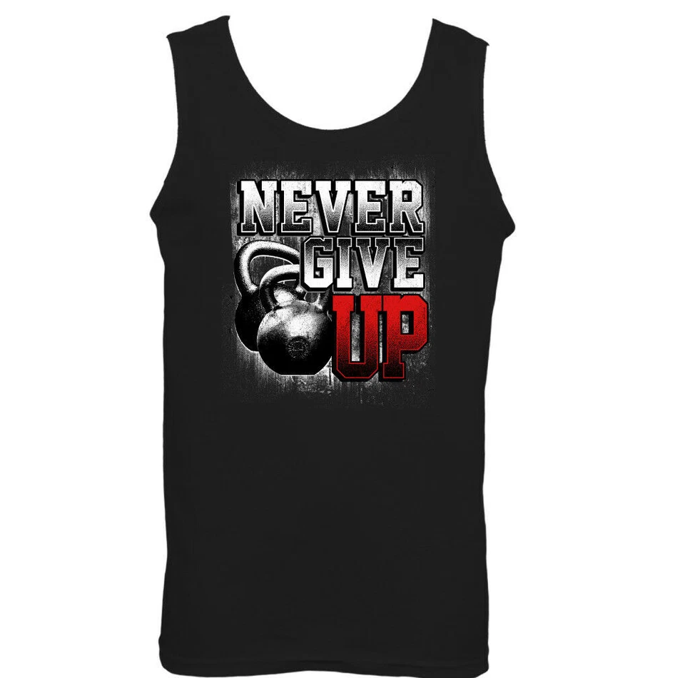 Never Give Up Herren Gewicht Training Top Fitness Top Bodybuilding Mma Hantel - Bild 1 von 1