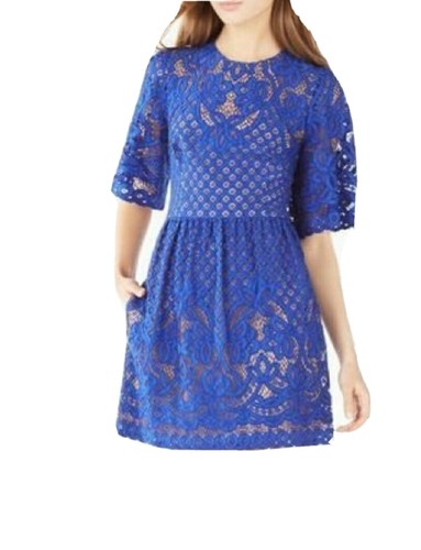 BCBGMAXAZRIA Jillyan blue lace mini dress w/ pockets US 8 NWT ($338) - Picture 4 of 11