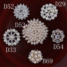 30pcs Metal Decorative Rhinestone Buttons Crystal Pearls Craft Supplies Flatback