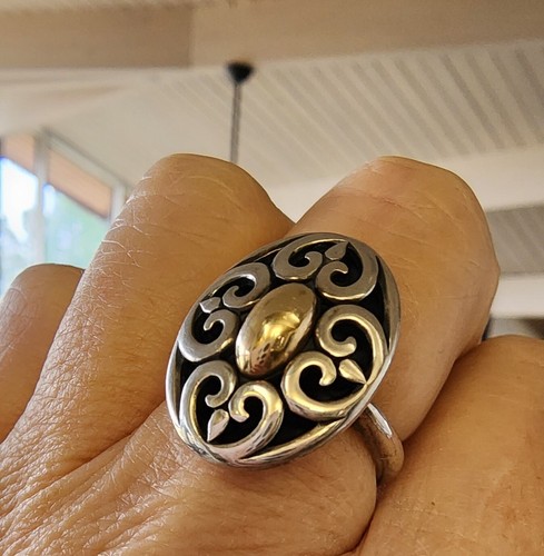 James Avery Retired 14kt Gold Center .925 Oval Ring Sz 8 - Picture 6 of 6