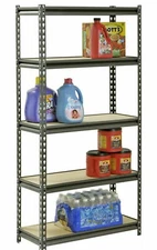 Muscle Rack 4-Shelf Steel Shelving, Silver-Vein Metal Adjustable Easy Assembly