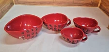 "Simple Dining" Four Piece Ceramic Measuring Cups; Red