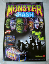 Monster Bash flipper Williams originale 24 x 36 pollici raro poster 1998 NOS