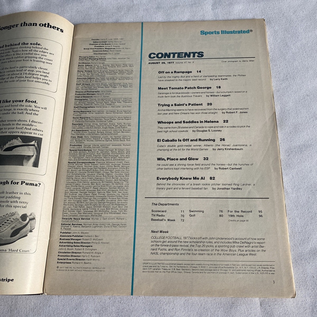 1977 August 29 Sports Illustrated Magazine Off On A Rampage (CP312