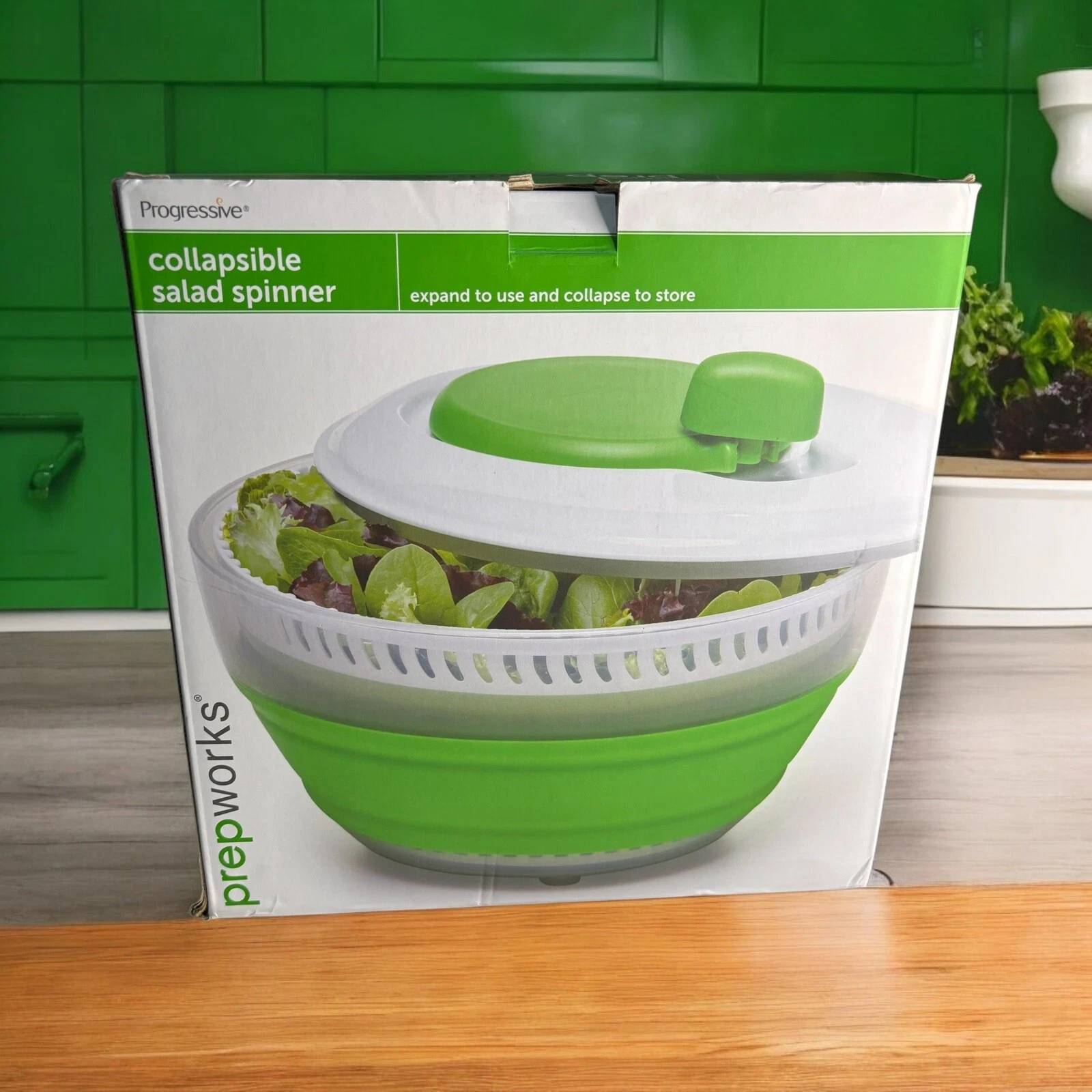 Progressive Prepwork 3 Quart Salad Spinner- Green White 9.6” Package
Opens in a new window or tab