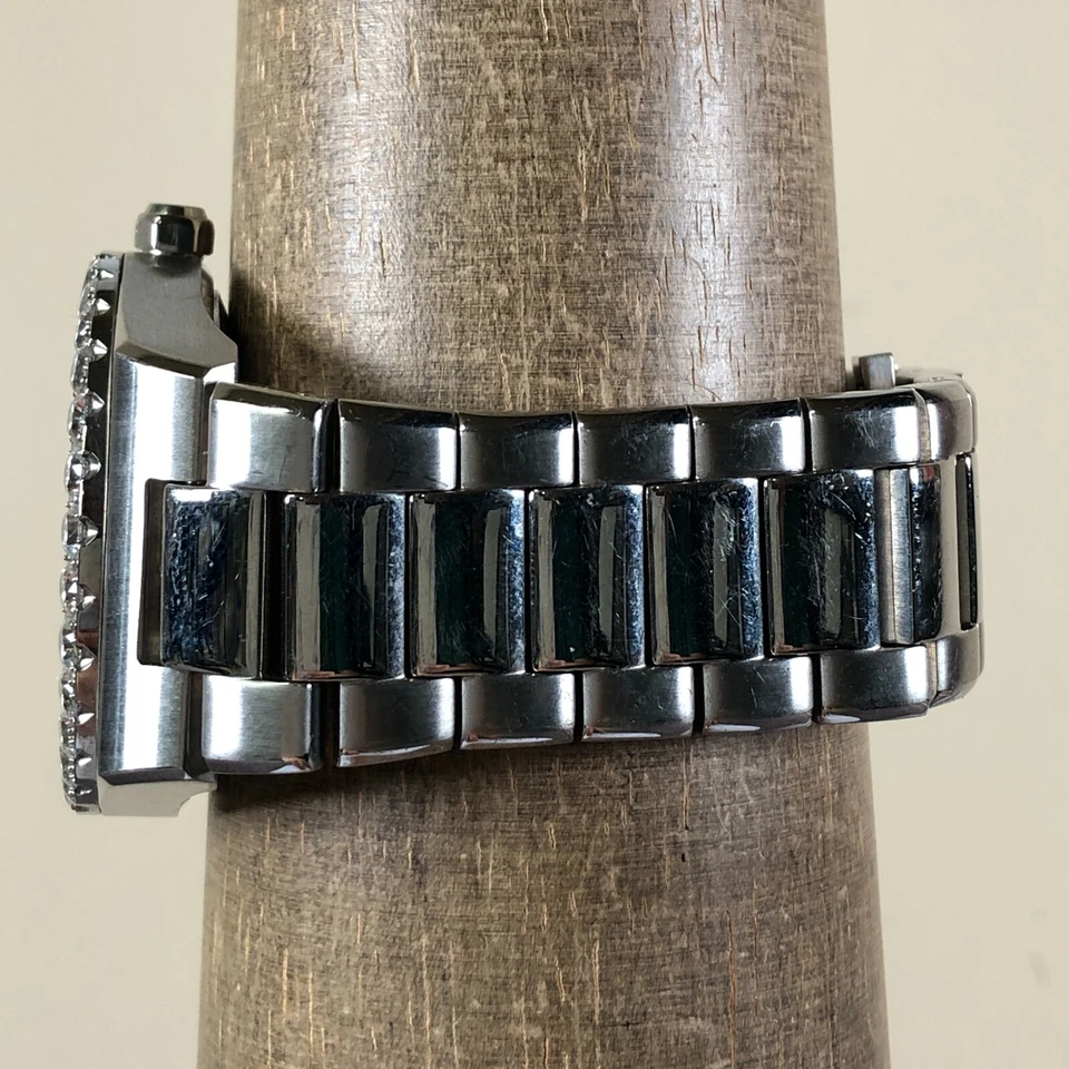 Reloj de cuarzo GLD Alpha Era para hombre moda pavimentado día fecha tono plateado 42 mm 7 1/2" Foto 3 de 4