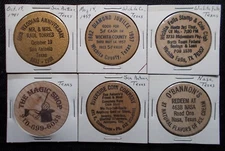 TEXAS Wooden Nickel Tokens #15-RARE ++1957+VINTAGE-Lot 6 Advertising NASA,TX.+++