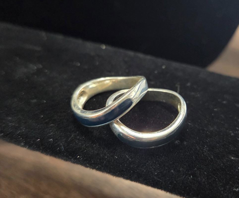 Stackable Sterling Enamel Asymmetrical Rings Size… - image 4