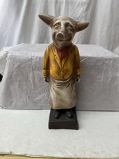 Vintage Sterling Industries Atlanta GA French Chef Pig Figurine HEAVY Resin 10 "