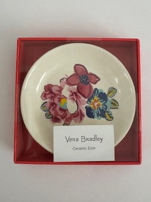 Vera Bradley Mini/kleine runde Blumen Schmuck Schale Keramik hübsche Sträuße neu