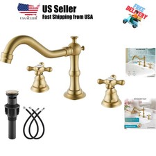 Bathroom Faucet 3 Hole 8 Inch Widespread Bathroom Sink Faucet 2 Cross Handles...