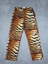 NWT House of Sunny Jessie Tiger Print Denim Pants Size 6 US 2 EUR 34 UK6