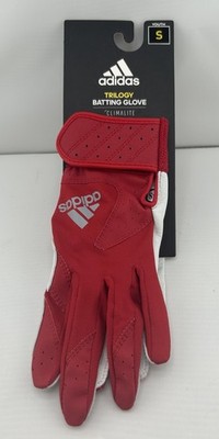 Adidas Trilogy Batting Gloves Red and White Youth Size Small Baseball Tee Ball