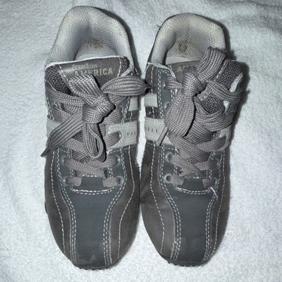 Perry Ellis America Gray Low Top Sneakers Boys Lace Up Athletic Shoes US 2