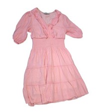 J Gee Tiered Ruffle Dress Blush Pink Boho Gypsy Women Size S Fairy Whimsical